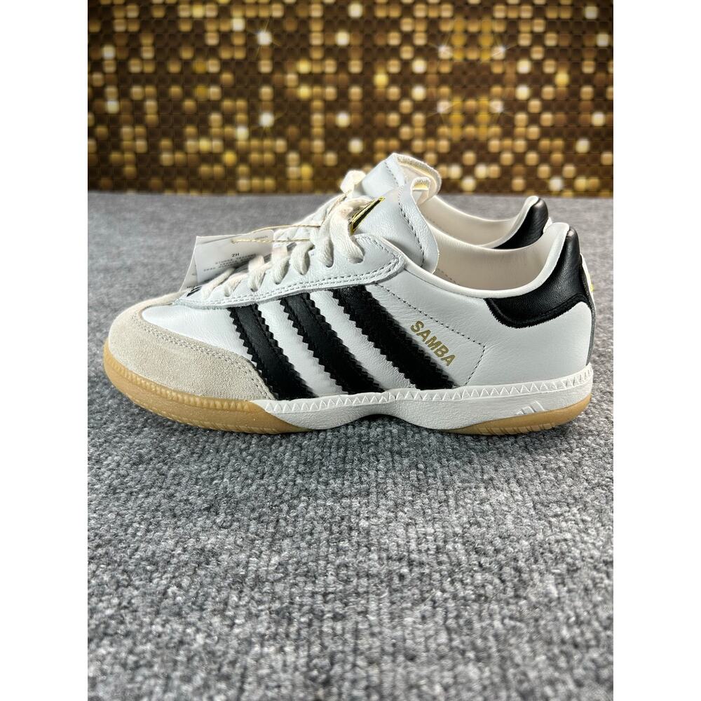 Adidas Samba MN White Black Gum Leather Sneakers WM 5.5 Y4.5 - Picture 7 of 12